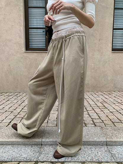 Women's two-piece design lace casual pants
