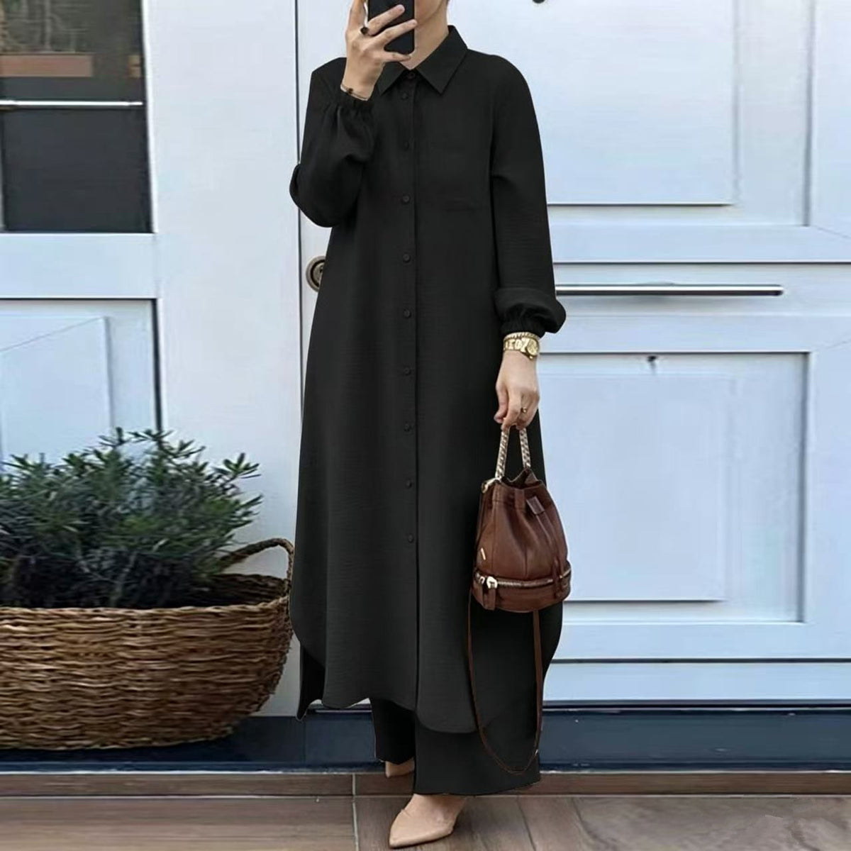 Women's Two-Piece Shirt and Trousers Set