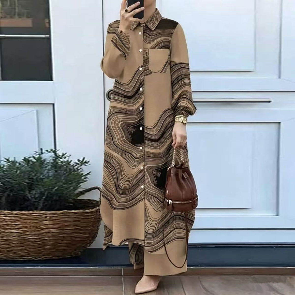 Women's Two-Piece Shirt and Trousers Set