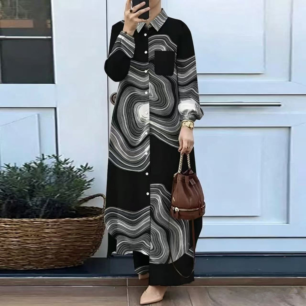 Women's Two-Piece Shirt and Trousers Set