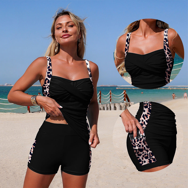 Women's Two-Piece Tankini Swimsuit with Pockets