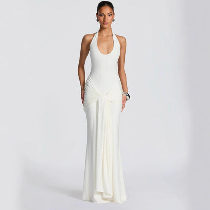 Women's U-Neck Ribbon Bodycon Dress