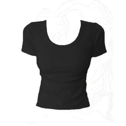 Women's U-Neck Slim Fit T-Shirt Short Sleeve Top