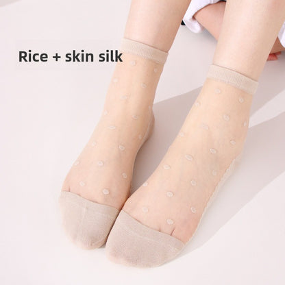 Women's Ultra-Thin Breathable Cotton Bottom Polka Dot Socks