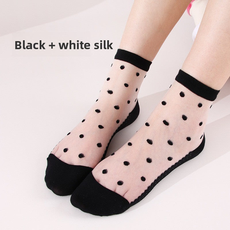 Women's Ultra-Thin Breathable Cotton Bottom Polka Dot Socks