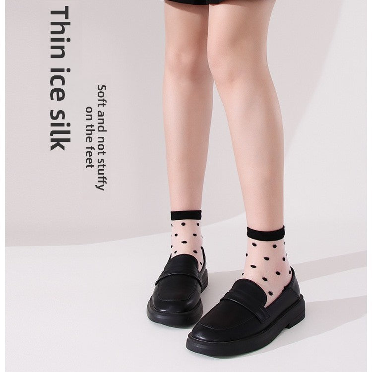 Women's Ultra-Thin Breathable Cotton Bottom Polka Dot Socks