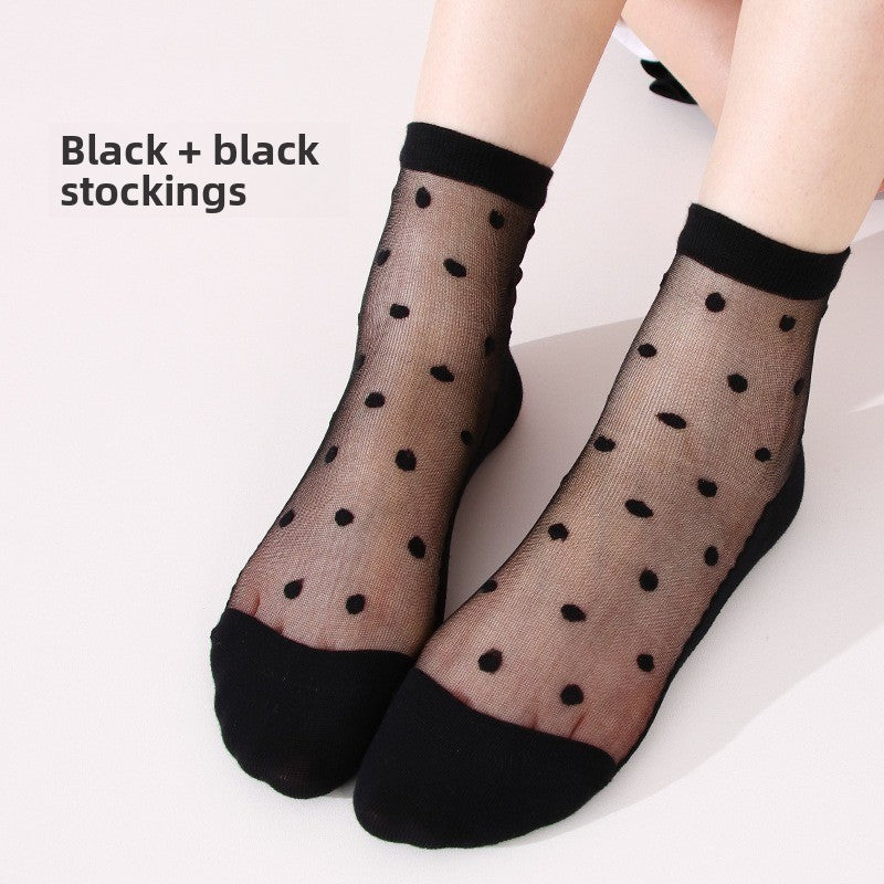 Women's Ultra-Thin Breathable Cotton Bottom Polka Dot Socks
