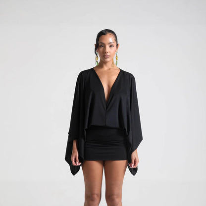 Women's V-Neck A-Line Mini Dress