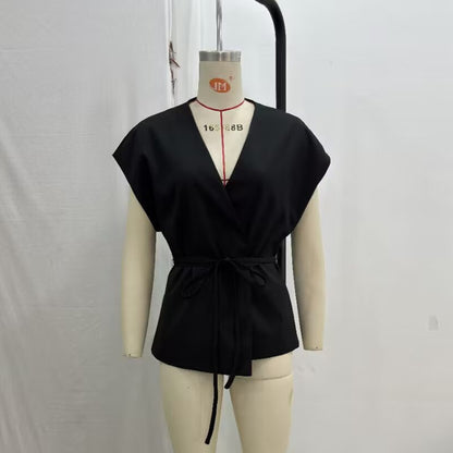 Women's V-Neck Kimono Sleeve Shirt and Pants Set