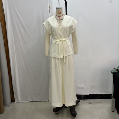 Women's V-Neck Kimono Sleeve Shirt and Pants Set