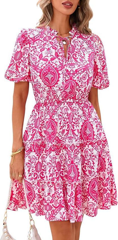 Women's V-neck knee-length dress