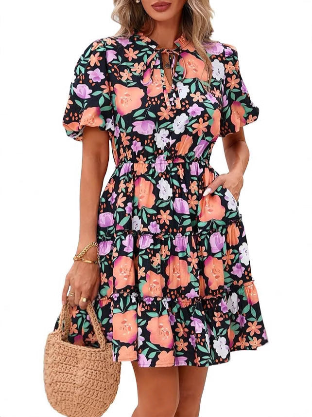 Women's V-neck knee-length dress