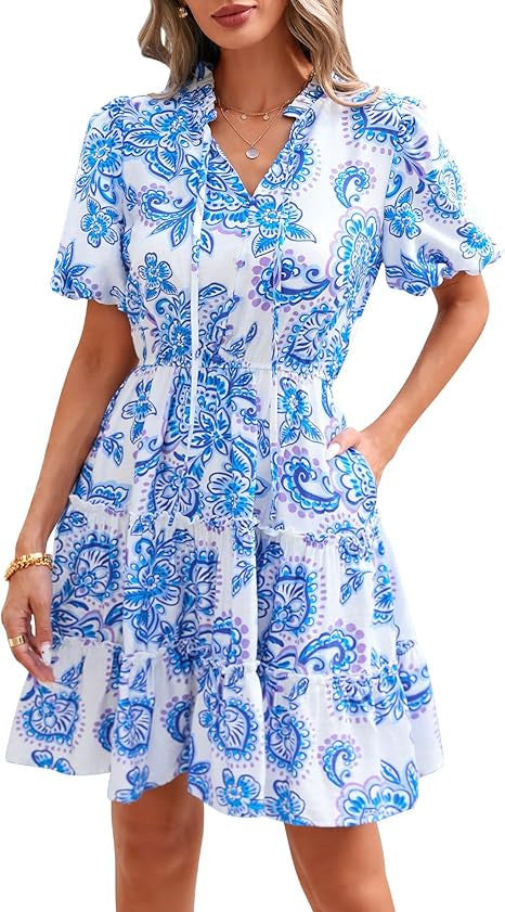 Women's V-neck knee-length dress
