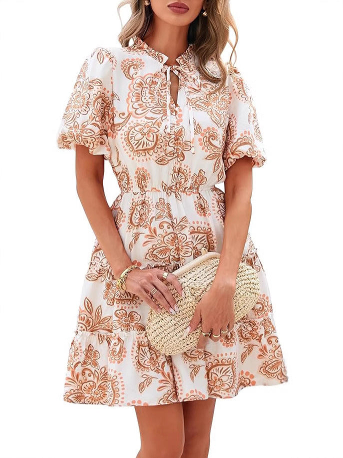 Women's V-neck knee-length dress