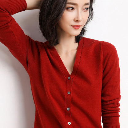 Women's V-neck Long Sleeve Cardigan