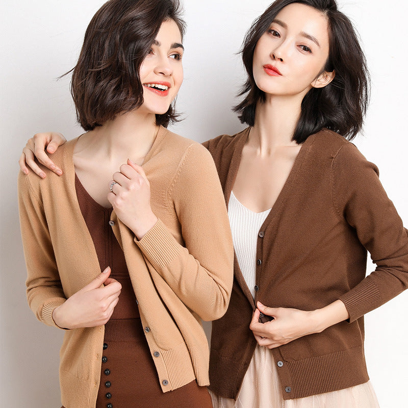 Women's V-neck Long Sleeve Cardigan