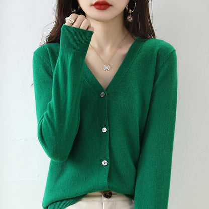 Women's V-neck Long Sleeve Cardigan