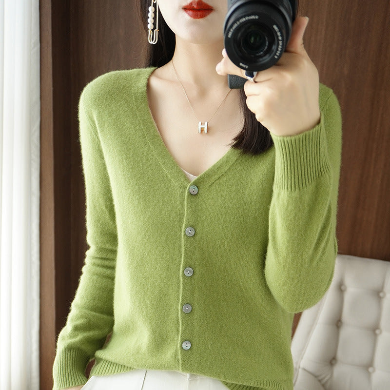 Women's V-neck Long Sleeve Cardigan