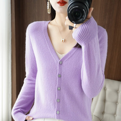 Women's V-neck Long Sleeve Cardigan