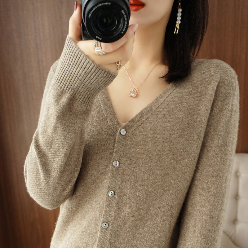 Women's V-neck Long Sleeve Cardigan