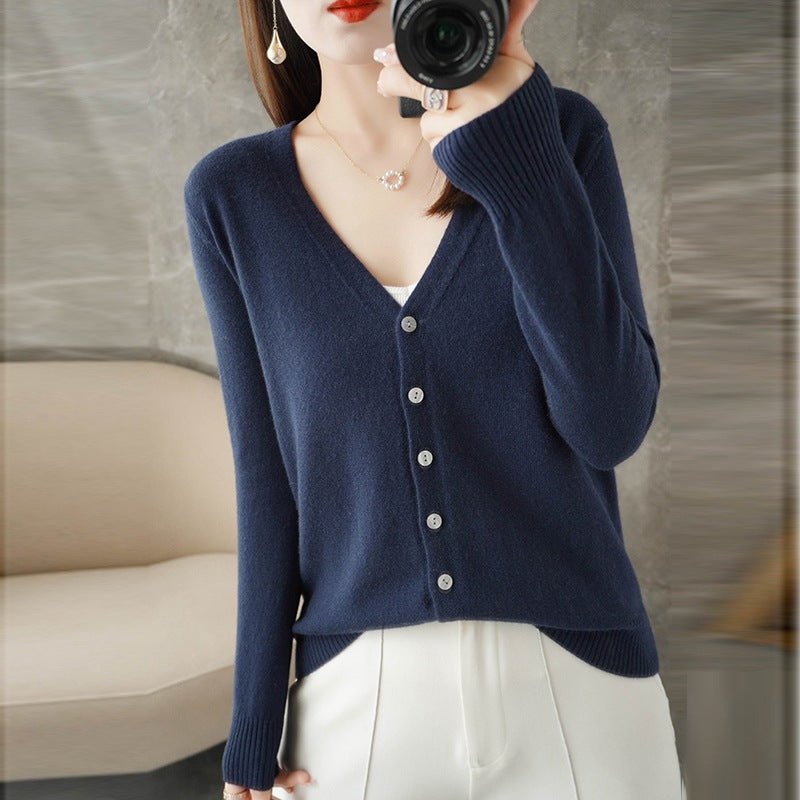 Women's V-neck Long Sleeve Cardigan