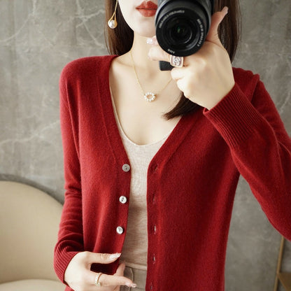 Women's V-neck Long Sleeve Cardigan