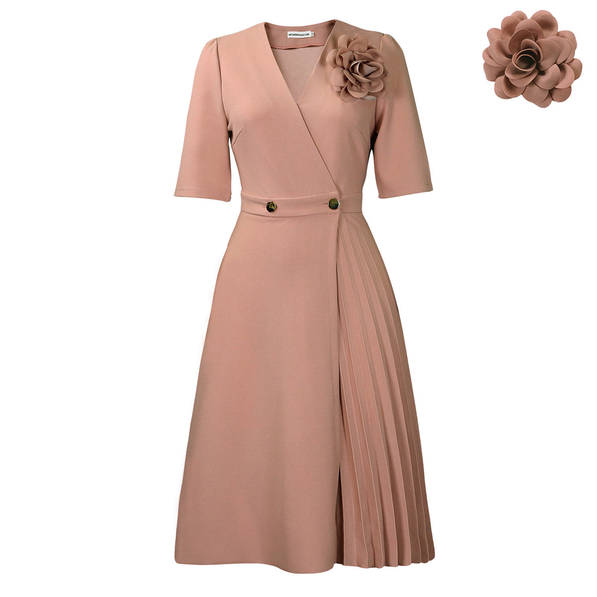 Women's V-neck Pleated Summer Dress