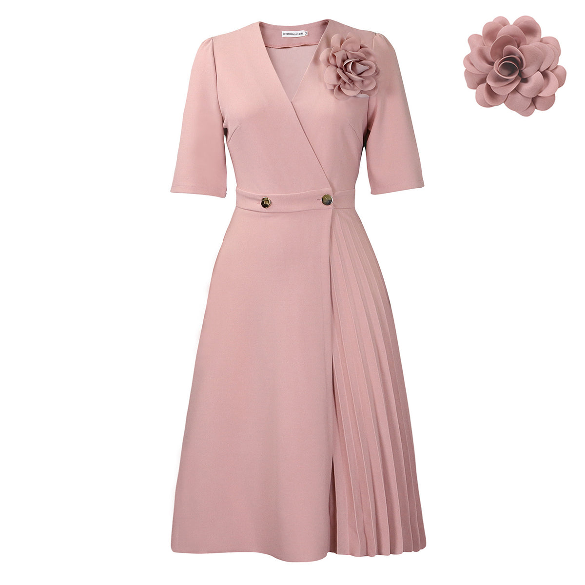 Women's V-neck Pleated Summer Dress