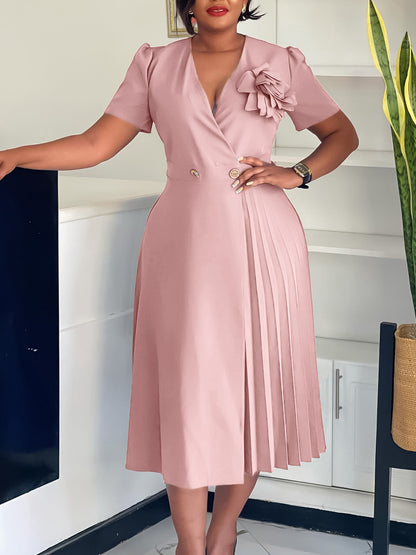 Women's V-neck Pleated Summer Dress
