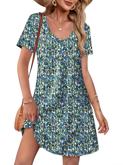 Women's V-Neck Pocket A-Line Summer Dress