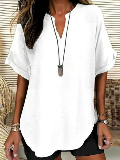 Women's V-Neck Short Sleeve Printed Shirt
