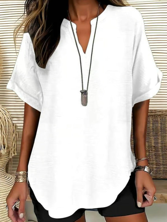 Women's V-Neck Short Sleeve Printed Shirt