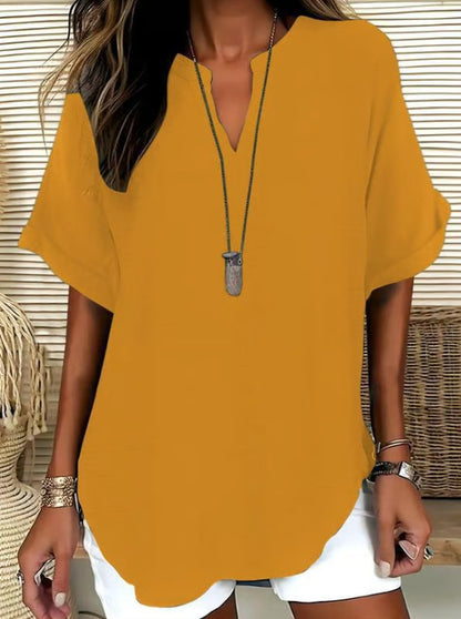 Women's V-Neck Short Sleeve Printed Shirt