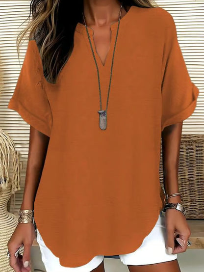 Women's V-Neck Short Sleeve Printed Shirt