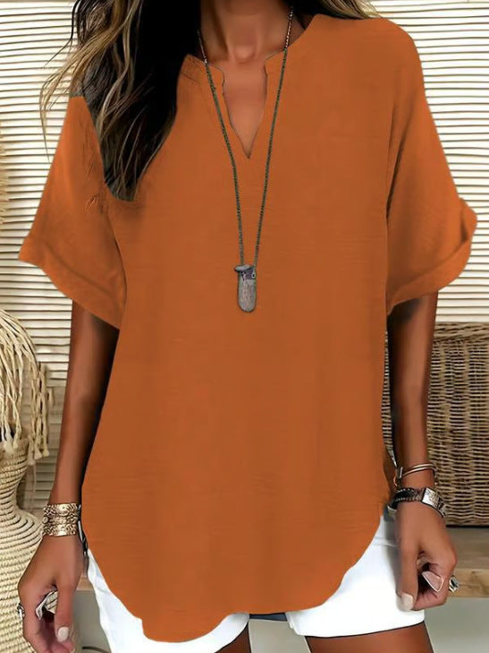 Women's V-Neck Short Sleeve Printed Shirt
