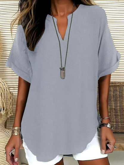 Women's V-Neck Short Sleeve Printed Shirt