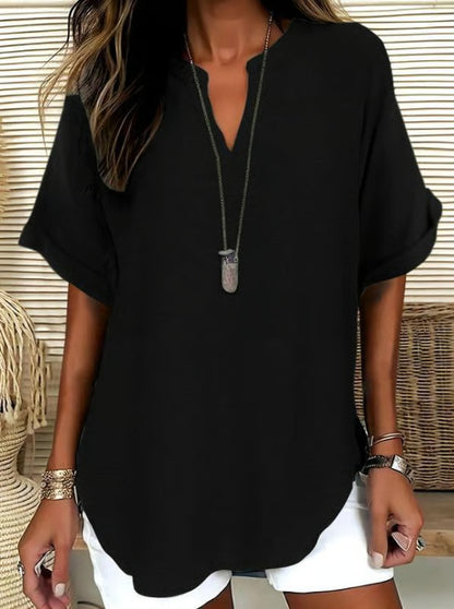Women's V-Neck Short Sleeve Printed Shirt