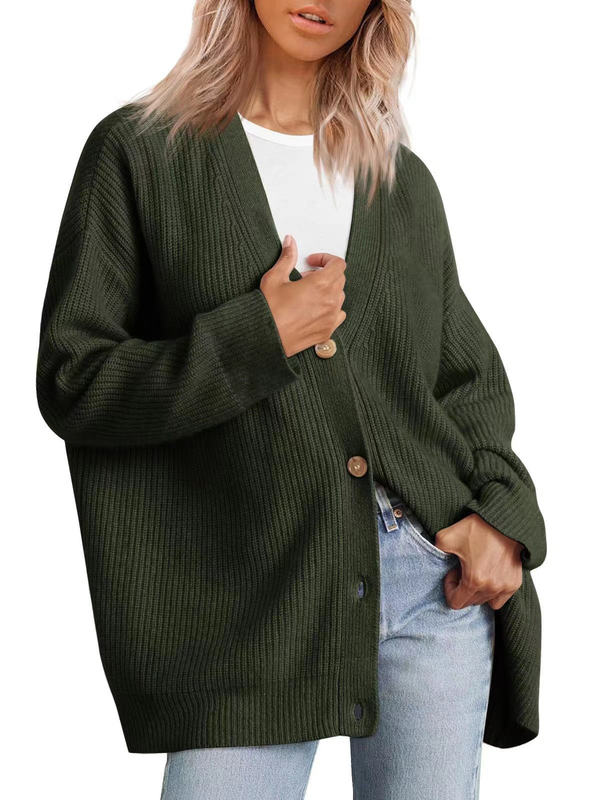 Women's V Neck Slim Knitted Cardigan