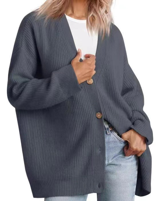 Women's V Neck Slim Knitted Cardigan