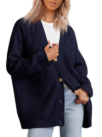 Women's V Neck Slim Knitted Cardigan