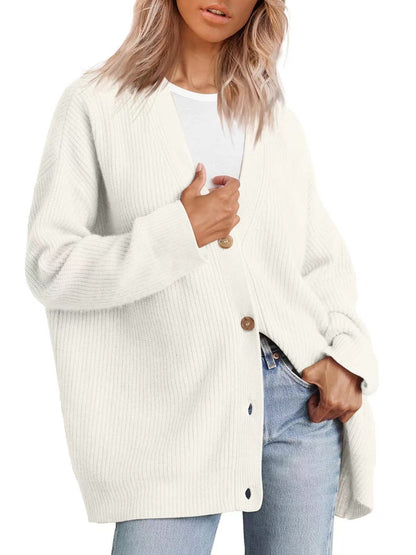 Women's V Neck Slim Knitted Cardigan