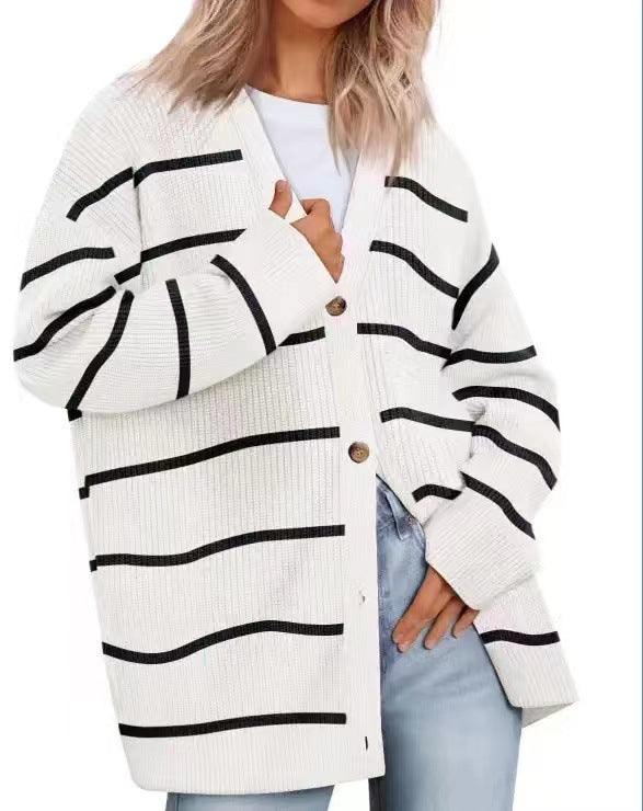 Women's V Neck Slim Knitted Cardigan