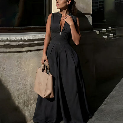 Women's V-Neck Wide-Leg Jumpsuit
