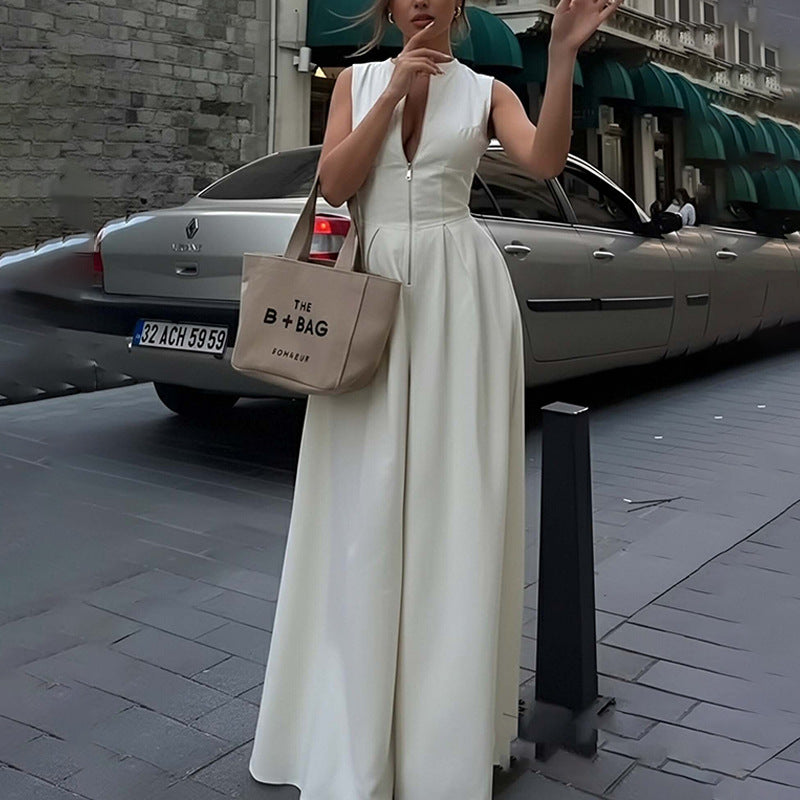 Women's V-Neck Wide-Leg Jumpsuit