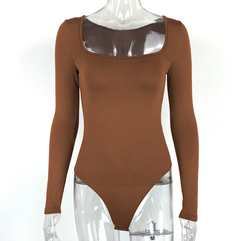 Women's Velvet Jumpsuit Long Sleeve Square Neck