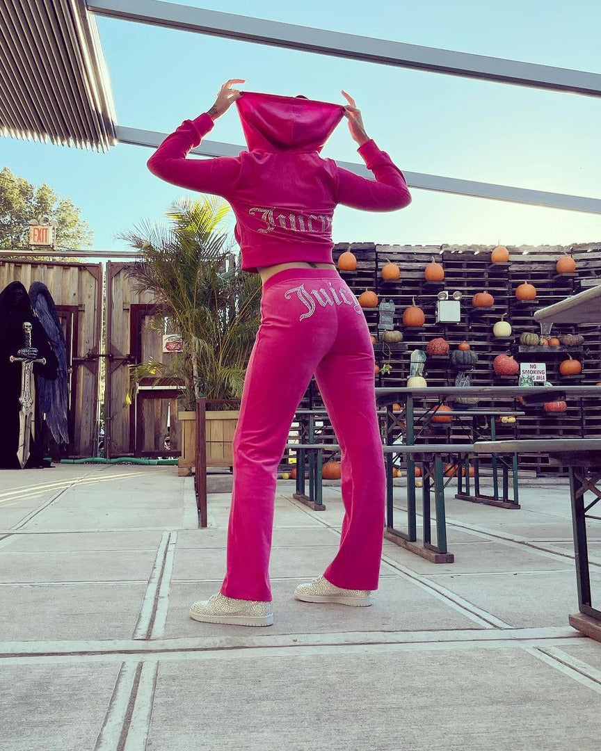 Women's Velvet Rhinestone Leisure Suit