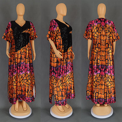 Women's Velvet Sequin Print Dress