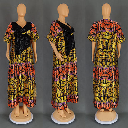 Women's Velvet Sequin Print Dress
