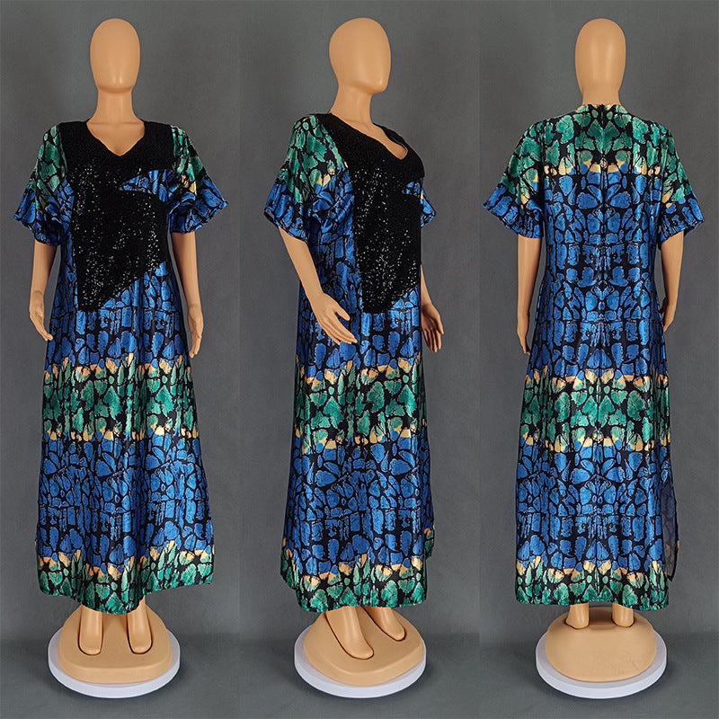 Women's Velvet Sequin Print Dress