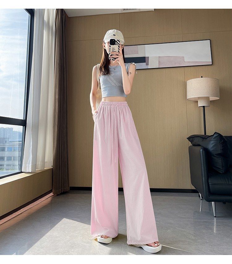 Women's Vertical Stripe Wide Leg Trousers